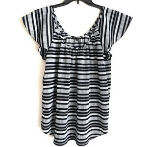 Banana Republic Black and White Striped Blouse